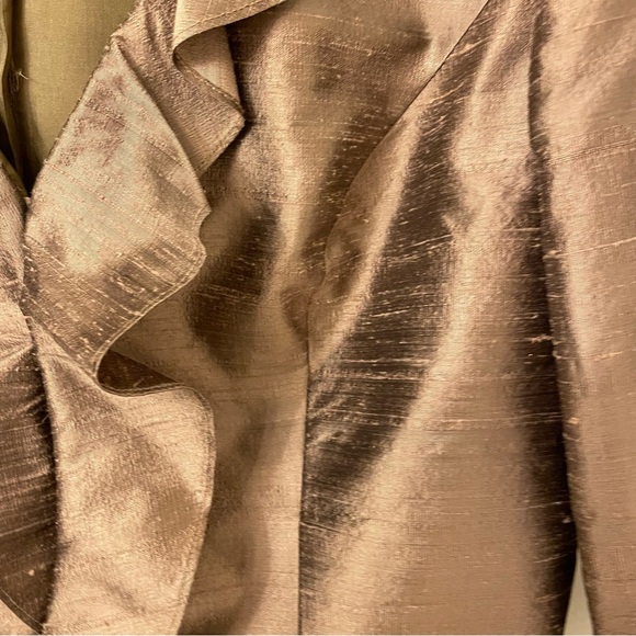 Watters & Watters Iridescent Brown Raw Silk jacket, Mother Of The Bride, Sz 15 - Picture 3 of 8